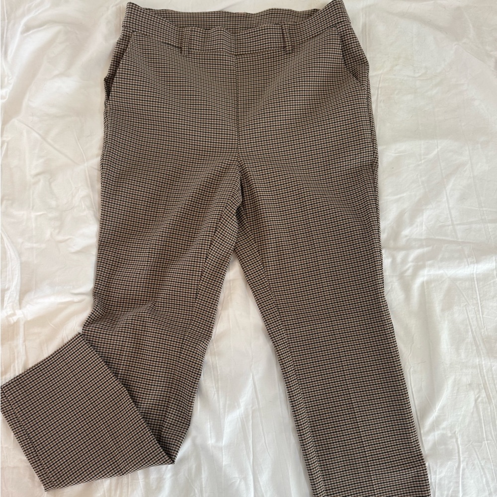 Rafaella Women's Brown Checkered Straight Leg Pants